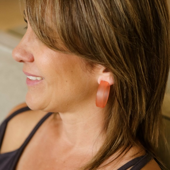 Black Frosted Large Portland Hoop Earrings - Picture 8 of 8